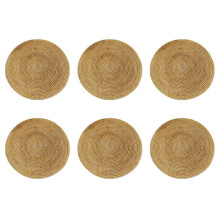 6X Handwoven Rattan Placemats,Round Wicker Table Mats, Natural Woven Placemats for Dinner Table,Heat Resistant Mats