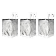 3X Stainless Steel Chopsticks Holder Hanging Cutlery Drying Basket Tableware Drainer with Hooks Kitchen Utensil(B)