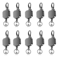 10X Heavy Duty Metal Retractable Carabiner Keychain Belt Badge Reels Clip 28.3Inch Reinforced Steel Wire Cord