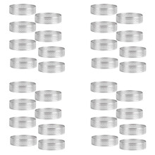 Paquete de 32 Anillos de Tarta de Acero Inoxidable, Anillo de Mousse de Pastel Perforado Resistente Al Calor, Molde de Anillo de Pastel, Herramientas