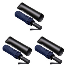 3X 12 Ribs Windproof Travel Umbrella with PTFE Canopy, Lengthened Handle with Auto Open Close Button,()