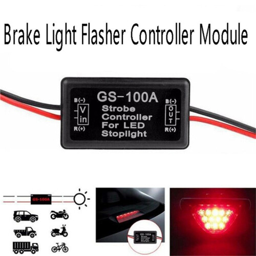 2X Flash Strobe Controller Brake Light Flasher Module for Car LED Brake Stop Light Lamp 12V 1