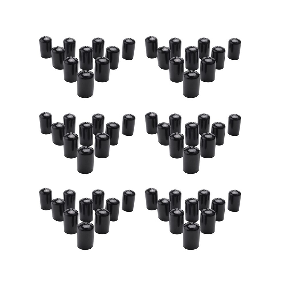 60Pcs Rubber End Caps 16Mm Id Pvc Round Tube Bolt Cap Cover Screw Thread Protectors Black 4713271732391