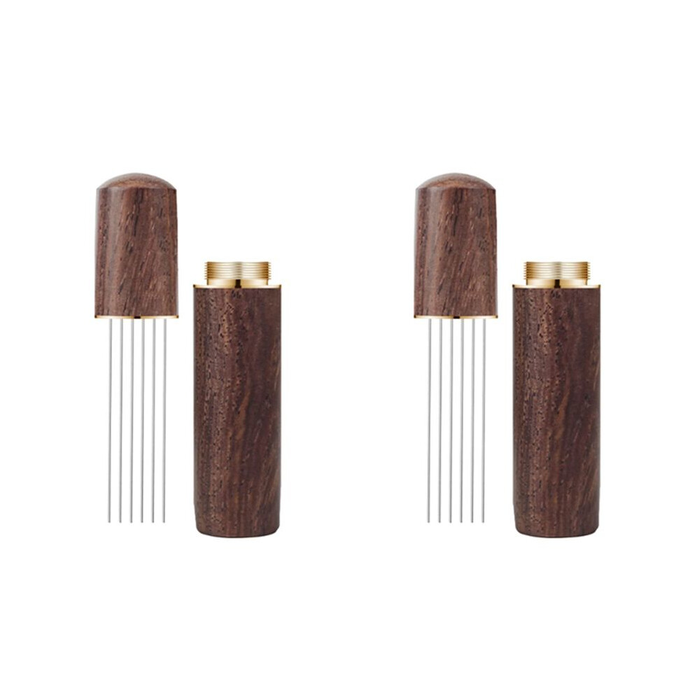 2X Espresso Coffee Stirrer Espresso Distribution Tool Portable Espresso Distribution Tools,6 Needles Walnut Color 6033845261996