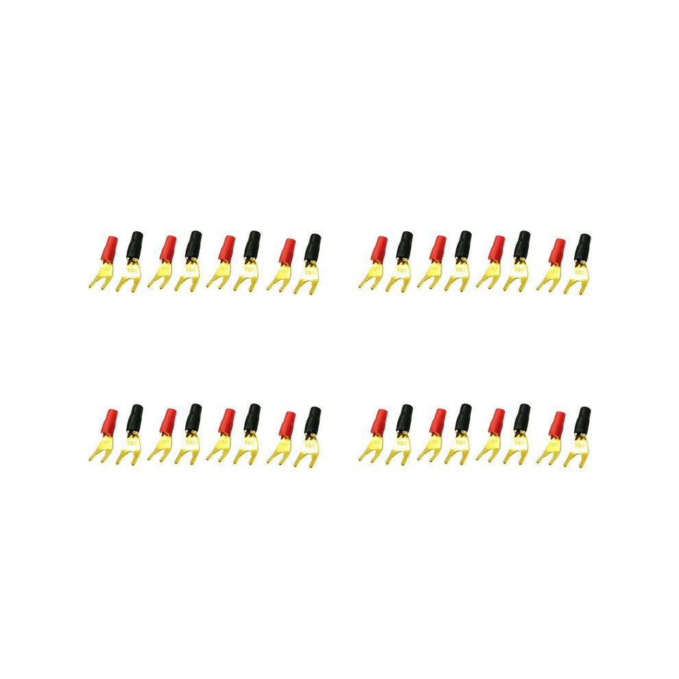 32Pcs/16Pairs "Y" "U" Spade Banana Connectors Gold Plated Solderless Fork Speaker Banana Plug Adapter 4712997407156
