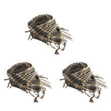 3X Bufanda Unisex Poliéster Ligero Tartan Borla Shemagh Desierto Arabe, Beige