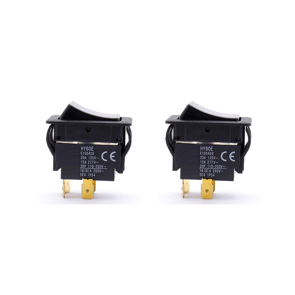 2X Hy60e 4 Pins 20A 125V/250V 2Hp Industrial Off Rocker Pushbutton Switches Light 6031592487348