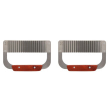 2X Crinkle Cutting Tool Potatoes Chips Cutter Carrot Slicer with Wooden Handle Food Vegatable Cutting Knife