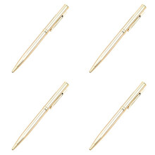 4X Metal Ballpoint Pen Stainless Steel Rotating Pen for School Office Bright Writing Point 1.0mm (Golden)