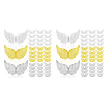 72Pcs Plastic Angel Wings for Crafts, 3D White Angel Wing Ornament Patches, for Party Decor DIY & Wedding Prop