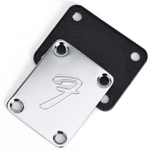 2X Placa de PescoçO de Guitarra de 4 Parafusos 70S com Parafusos (Prata) 2