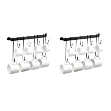 Coffee Mug Holder for Wall: 17-Inch Black Coffee Bar Cup Hanger Hooks - Hanging Coffee Cup Rack Storage Organizer 4Pcs