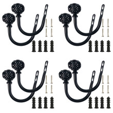 4 Paar Gardinen Haken Aus Metall - Retro ein der Wand Montiert Vorhang Halter Raffhalter Wand Haken Quaste Gardinen Halter (Schwarz)
