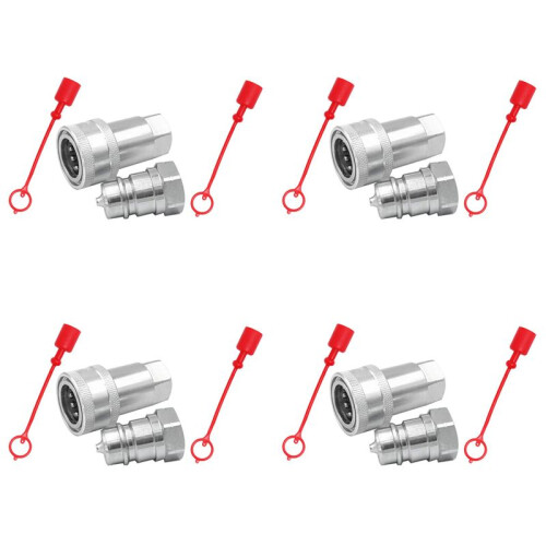 4X Quick Release Fitting ISO7241-A NPT Hydraulic Coupling Connector 1/2Inch Quick Change Interface