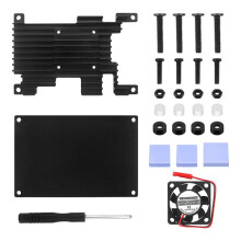 FüR Orange Pi 3 LTS Aluminiumlegierungs-SchutzhüLle mit 30X30-LüFter + WäRmeleitpad, Aktive Passive KüHlung, MetallgehäUse