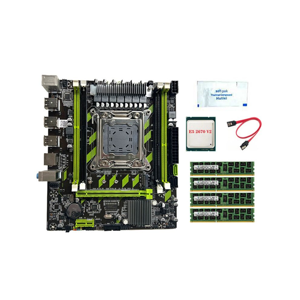 X79g Lga2011 Motherboard+E5 2670 V2 Cpu+4X4g Ddr3 Ram+Thermal Grease+ Cable Support M.2 Nvme Pcie X16 Usb2.0 Sata3.0 6031235434791