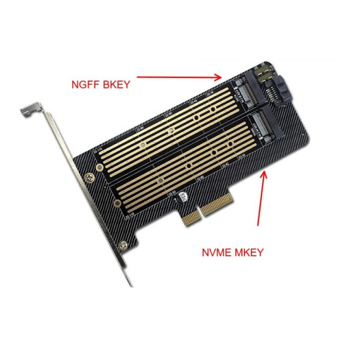Scheda Adattatore M.2 NVMe e NGFF SSD A Doppio Protocollo su PCI Express M.2 con MKey BKey 2