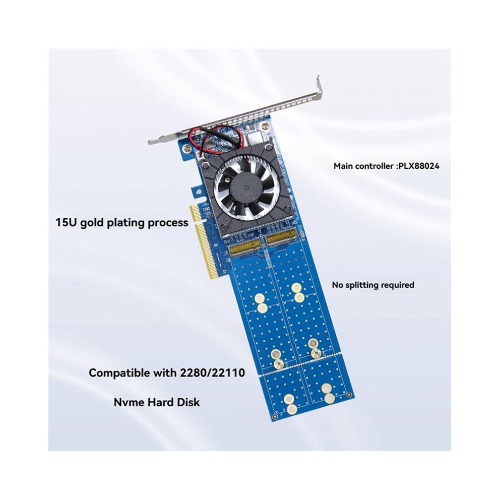 Pcie 4.0 To Nvme Plx88024 4-Bit Expansion Card Pcie 4.0 Nvme X8 M.2 Hard Disk Expansion Card Free Splitting 6032125424908