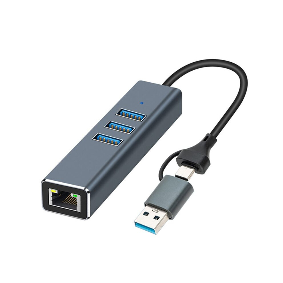 2 In 1 Usb/Usb-C 1Gbps Hub Docking Station Usb To Rj45 1000Mbps Adapter Usb 3.0 Hub Gigabit Network Card Dock Extension 6033770725143
