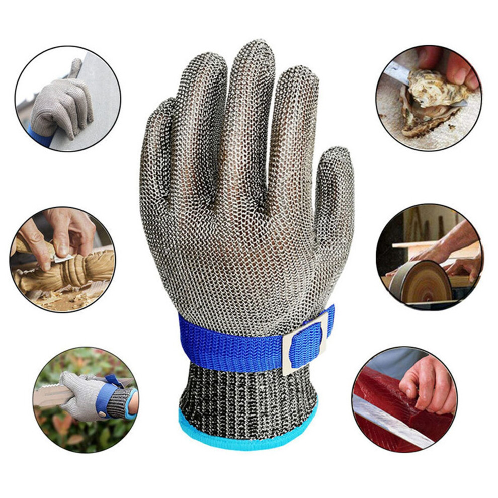 2Pcs Anti-Cut Safety Work Gloves 24.5Cm Grey Stainless Steel Wire 6931370926321