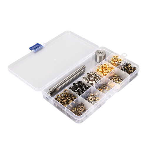 Installation Tools Grommet Kit, Multi Color Metal Eyelets With Storage Box For Leather Craft DIY Projects, Adjustable Size Rustproof Eyelet Set 1