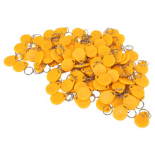 100 Pcs 125KHz Read-Only ABS Key Fobs for Door Lock, 25x35mm Yellow
