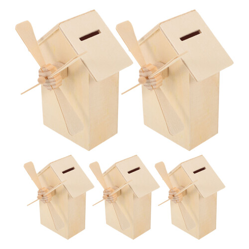 10Stk Holz Windmühlen Design Unbemalt Kinder Bastelset 1