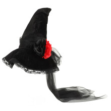 2St Halloween Zwart Stoffen Hoed Met Gaas Verkleedfeest