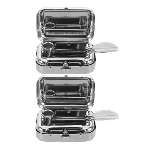 2St Rvs Mini Asbak Winddicht Voor Thuis Camping Patio