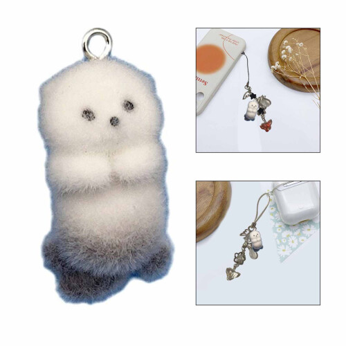 4/8 Pack Charm 3D Soft Otters Pendants Flocking-       8 2
