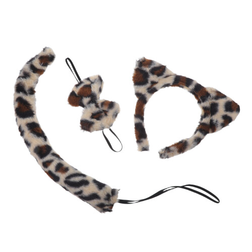 2Conjuntos Conjunto Fantasia Leopardo Com Tiara E