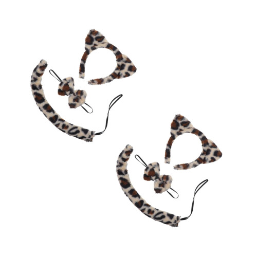 2Conjuntos Conjunto Fantasia Leopardo Com Tiara E 2