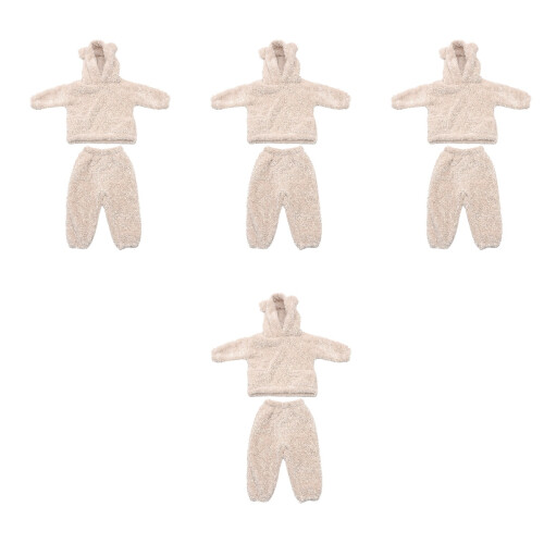 4Conjuntos Pijamas Quentes Fleece Para 2