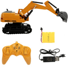Remote Control Excavator Toy Kids Construction Vehicle Full Function Digger With Sound And Lights Metal Shovel Rechargeable Battery 2.4Ghz High Freque