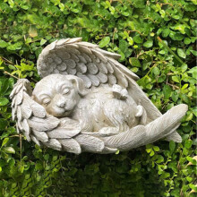 Gedenkstatue für geliebte Haustiere, schlafende Katze mit Engelsflügeln, Tiergedenkfigur aus Kunstharz und Stein, hochwertige Verarbeitung, für