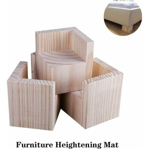 Unique Grain Pattern Furniture Risers, Wooden Risers With Solid Wood Construction, Square Bed Risers For Extra Height And Underbed Storage 2