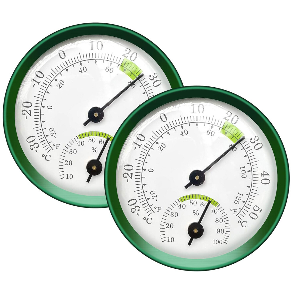 Practical Indoor Hygrometer Thermometer, Battery-Free Analog Monitor For Home, Workshops, And Greenhouses, Aluminum Alloy Gauge With Mounting Hole, 2 9405630082180