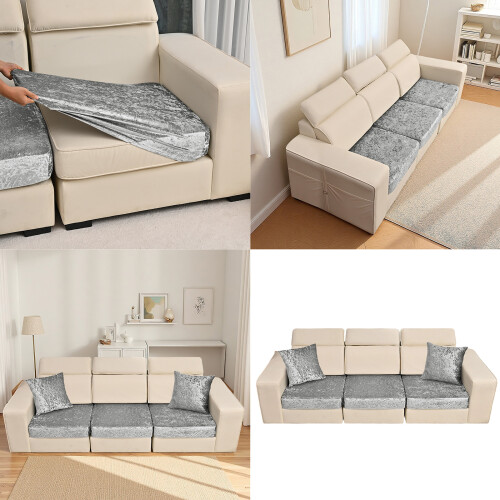 Multiple Color 3 Sofa Cover 2 Pillow Cover Set-champagne 2