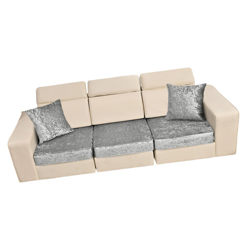 Pack of 5 Comfortable Sofa Cover Set Polyester-Light Grey