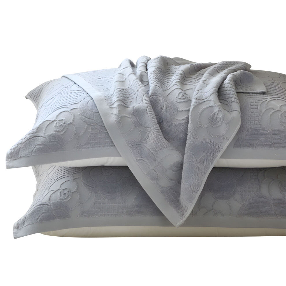 Pair Of Cotton Pillow Towel With Warmth Retention Soft For- Grey