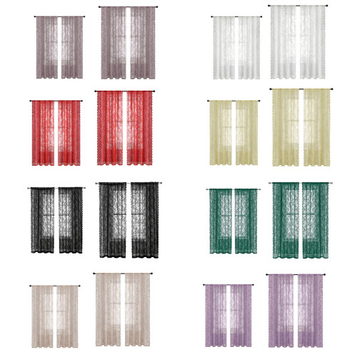 2 Panels Romantics Sheer Lace Curtains-light pink W100cm L200cm 1