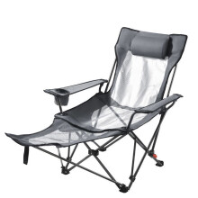 Cadeira de Camping Dobrável - DUOKU - YL-15005-2 - 4 Posições Ajustáveis - Apoio para os Pés - 100 kg - Cinza