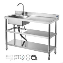 Évier Utilitaire - DUOKU - Modèle SS1200-2 - Acier Inoxydable - Autoportant - 1 Cuve Unique