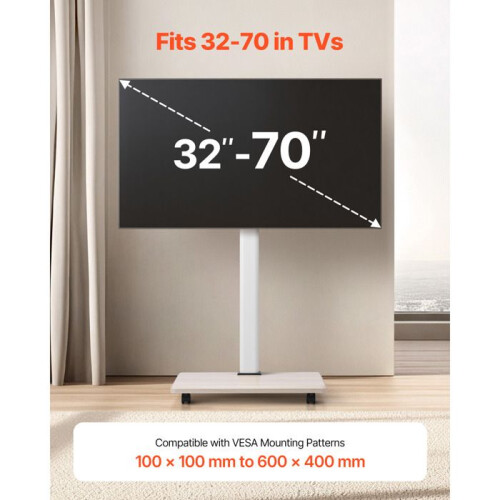 Suporte para TV Móvel - DUOKU - Carrinho Ajustável - Compatível com 32 a 70 polegadas - Rotação  25 - Branco 2