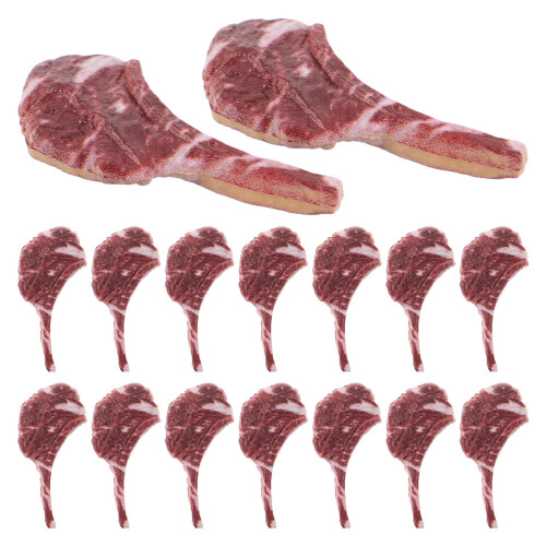20Pz Mini Bistecche Simulate in PVC Rosso Per Cucina Bambole