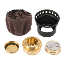 Réchaud à alcool coupe-vent pour la randonnée, brûleur à alcool portable avec base pare-vent en alliage de cuivre et d'aluminium, mini réchaud