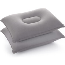 Firkantet, floket stof, ultralet, oppustelig pude til rejser, kontor, vandreture, ergonomisk design, justerbar dobbelt spænde, bærbar støtte til