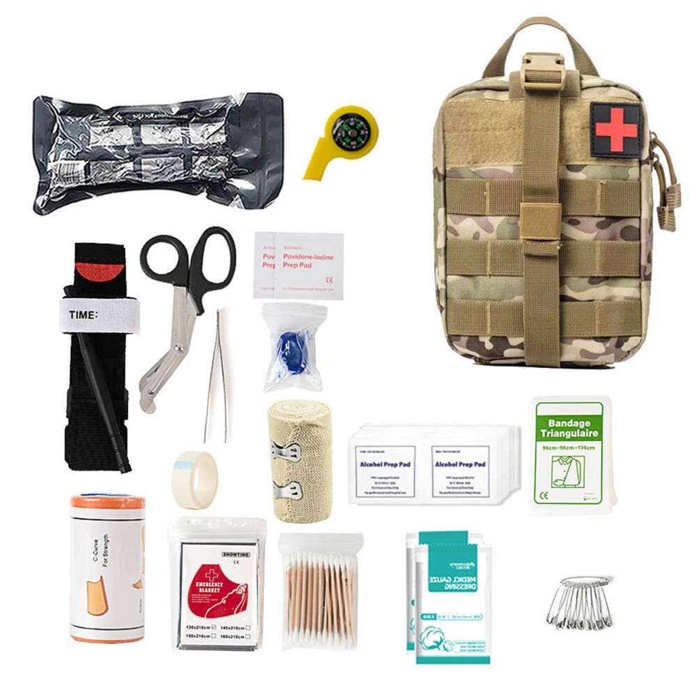 Tactical First Aid Pouch, Molle EMT Pouches Durable Outdoor Equipment with Tri-Fold Design Multiple Pockets for Emergency Response Pack, Lifesaving Eq