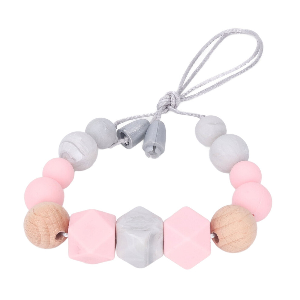 Bright Baby Chewable Silicone Beaded Teething Necklace For Infants Pink