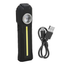 Luz de trabalho compacta e dobrável, recarregável via USB, portátil, com base magnética potente e gancho ajustável para iluminação em vários